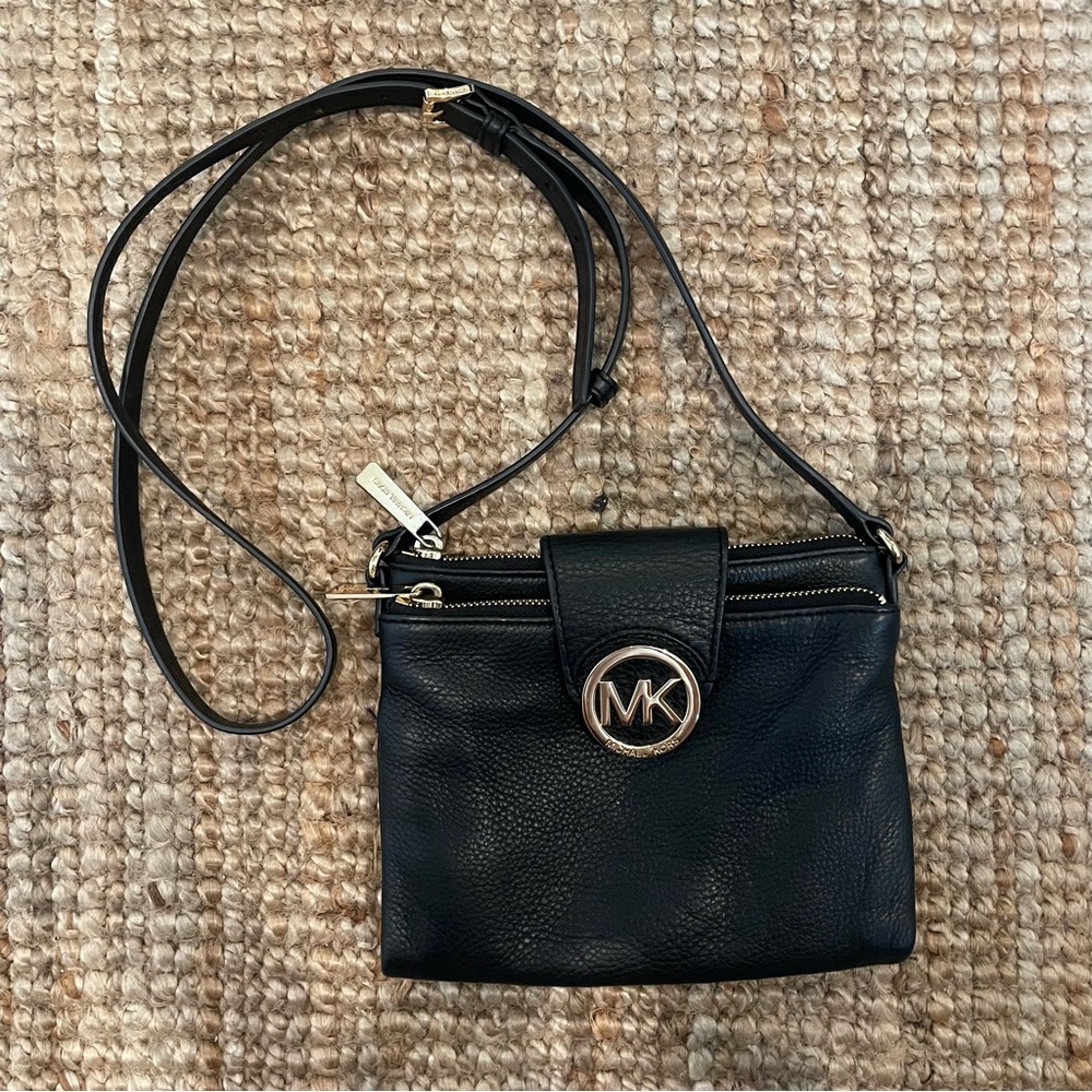 Michael Kors Fulton Pebble Black Crossbody Bag